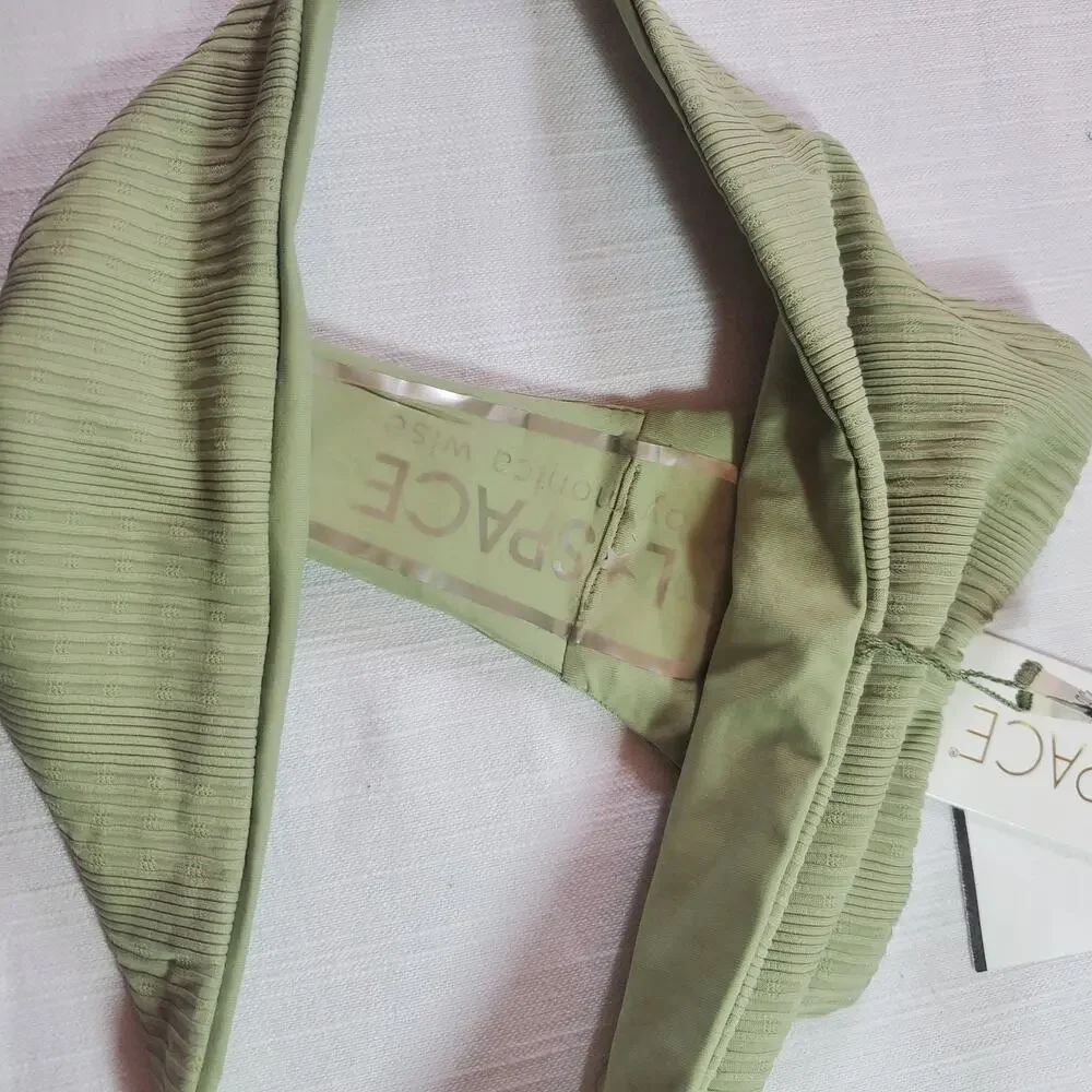 L*Space Sage Green Ribbed Bikini Bottom Swimwear Large L NWT Retail $79